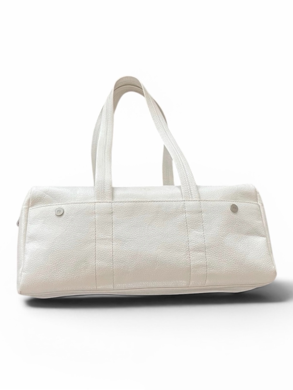 White genuine leather satchel handbag - Picture 4 of 16